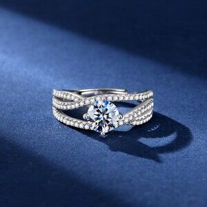 1 Ct Moissanite Women's Ring S925 Sterling Silver Threaded Pave Setting